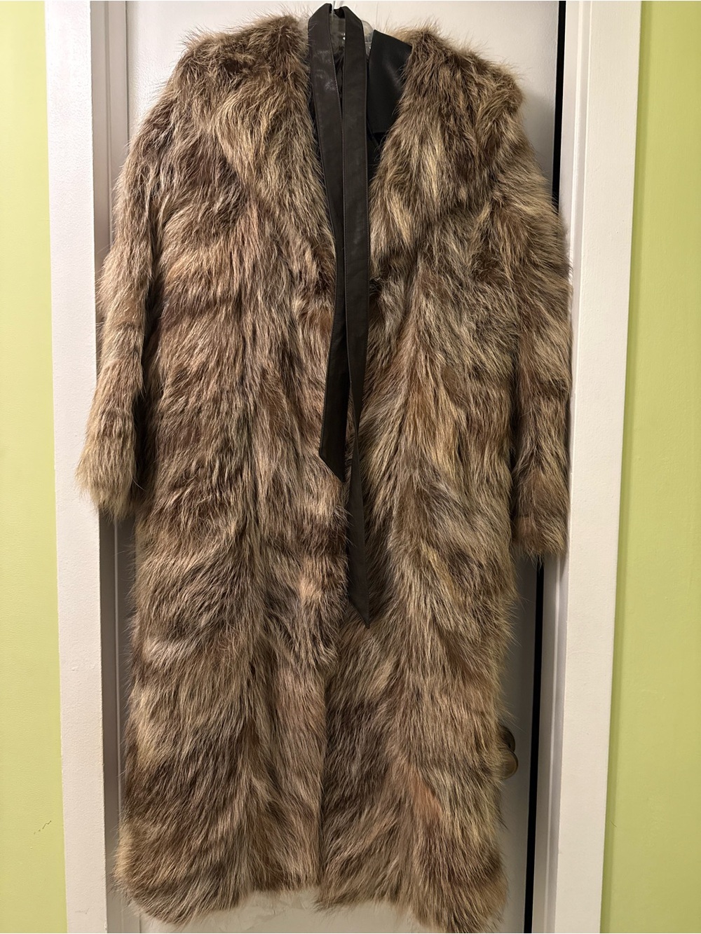 Long Faux Fur Raccoon Coat in Brown - Women's Outerwear
